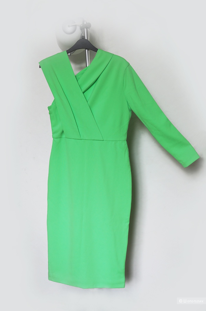 Платье миди с одним рукавом, ярко-зеленое UK10 Aqua