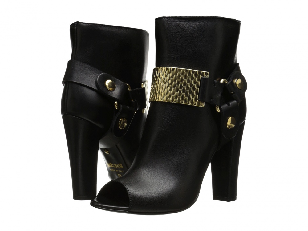 Just cavalli Peep Toe Bootie With Gold Hardware