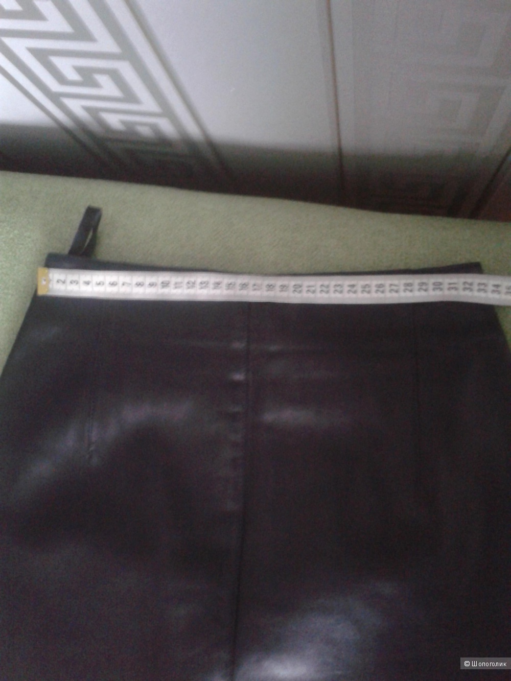Черная кожаная юбка-карандаш 44 размер.