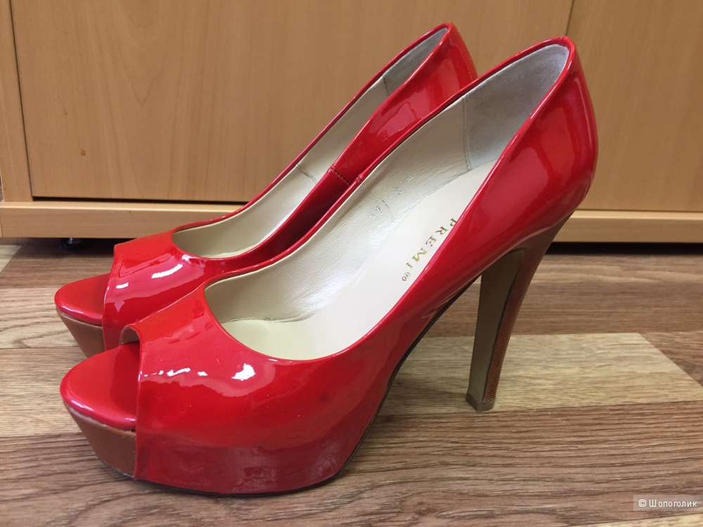 Красные туфли-лодочки Bruno Premi Италия оригинал нат. кожа 37 евро б.у 1 раз