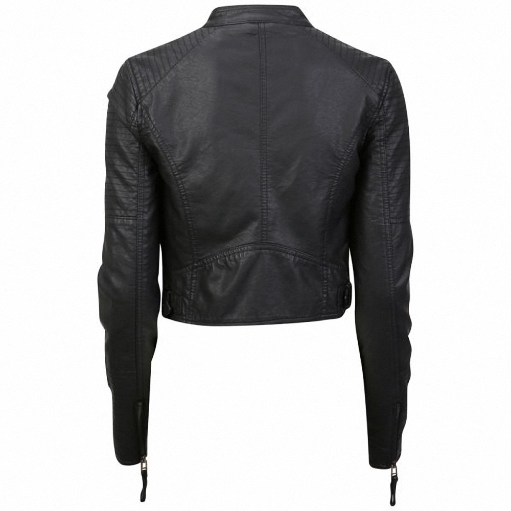 Arctic Story Women's Faux Leather Biker Jacket (UK12)