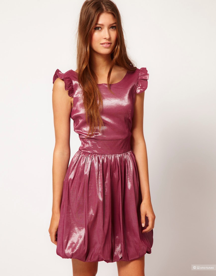 Новое платье цвета розовый-металлик М