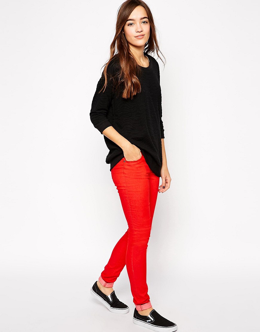 Новые ярко-красные джинсы скинни Only (XS)