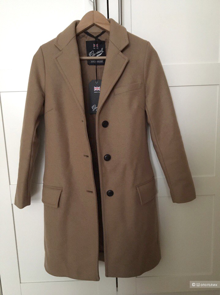 Бежевое шерстяное пальто Gloverall Coat S