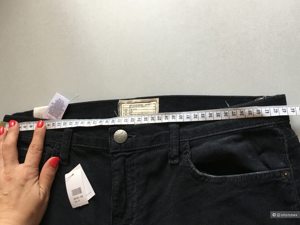 Вельветовые укороченные джинсы-буткаты Current/Elliott, размер 31. Угольно-серые.