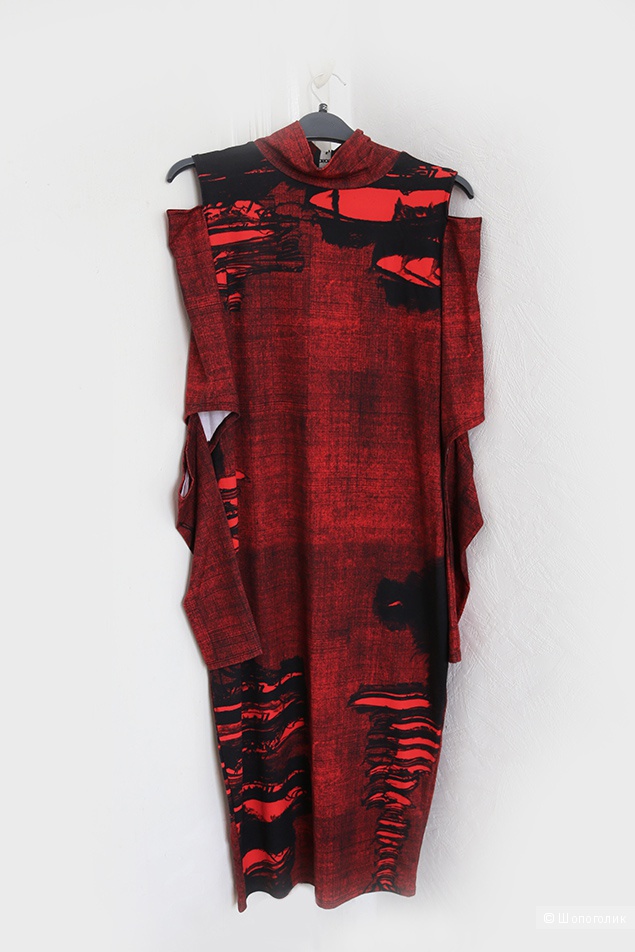 Новое платье миди красно-черное с вырезами UK12