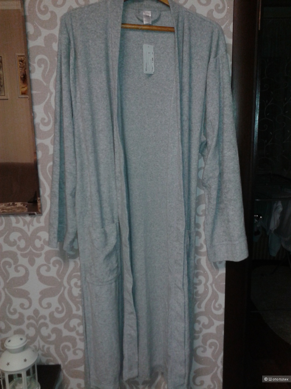 Мужской халат SELA серый меланж XL