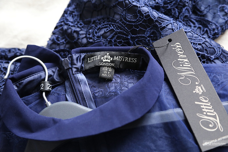 Новое синее кружевное платье Little Mistress, UK12