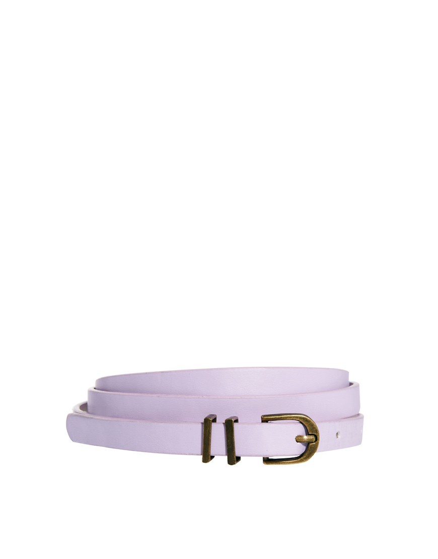 ASOS Metal Keeper Super Skinny Belt - Lilac / S