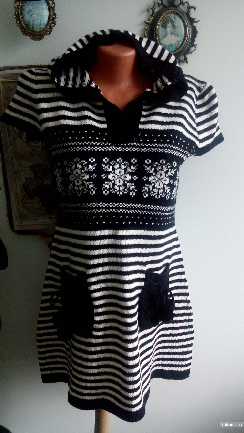 Платье-туника с капюшоном трикотаж KAVI 40(на 42-44 росс)