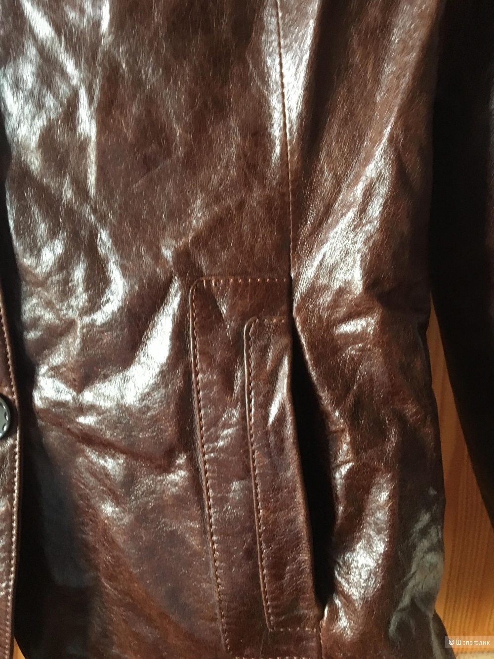 Коричневый кожаный жакет La Reine Blanche размер 48