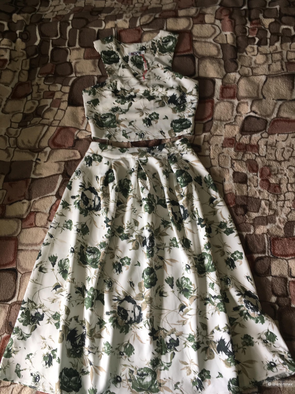Кроп-топ и юбка с цветочным принтом Wal G, размер М(42-44)