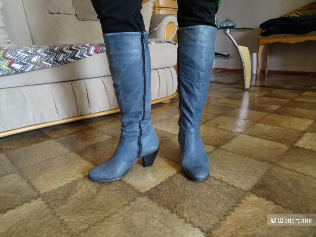 Сапоги-казачки демисезонные Respekt в цвете потёртой джинсы, размер 37, б/у