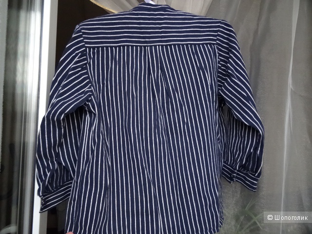 Рубашка с воротником стойкой в морском стиле, размер 42-44, б/у