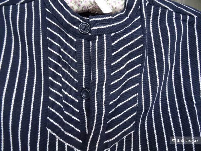 Рубашка с воротником стойкой в морском стиле, размер 42-44, б/у