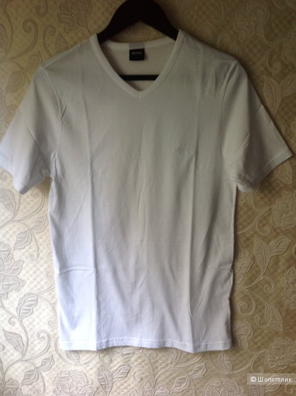 Белая базовая футболка Hugo Boss, хлопок, размер S.
