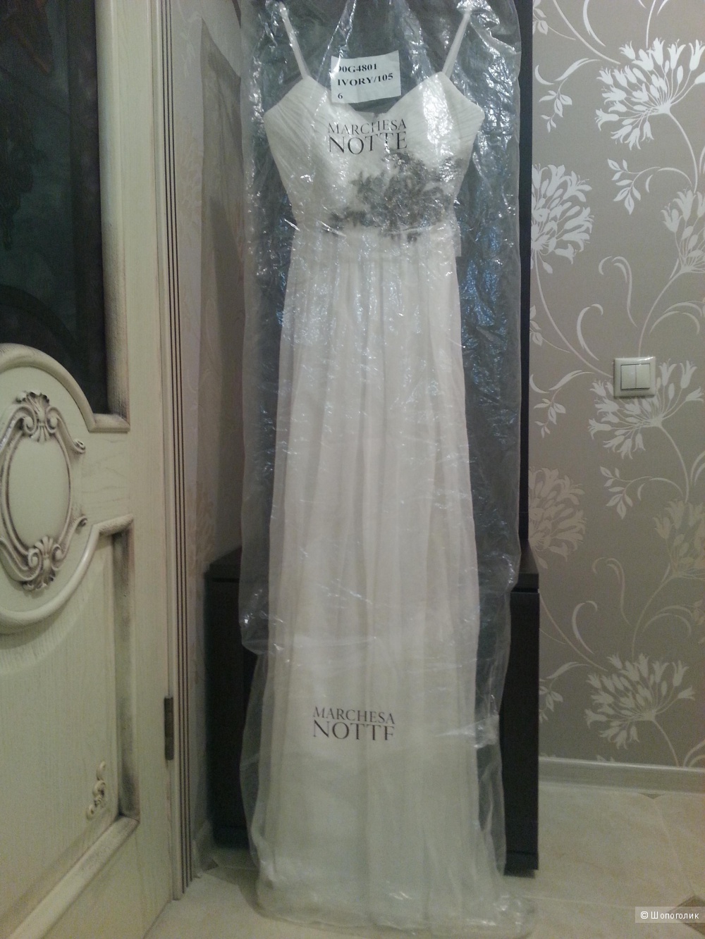 Шёлковое вечернее платье Marchesa Notte цвета слоновой кости, 6US
