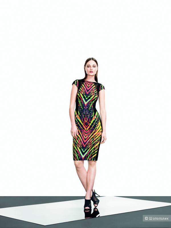 Платье Karen Millen UK 14 (рус.46) (маломерит) Multi Signature Stretch Statement Zig Zag Pencil Dress