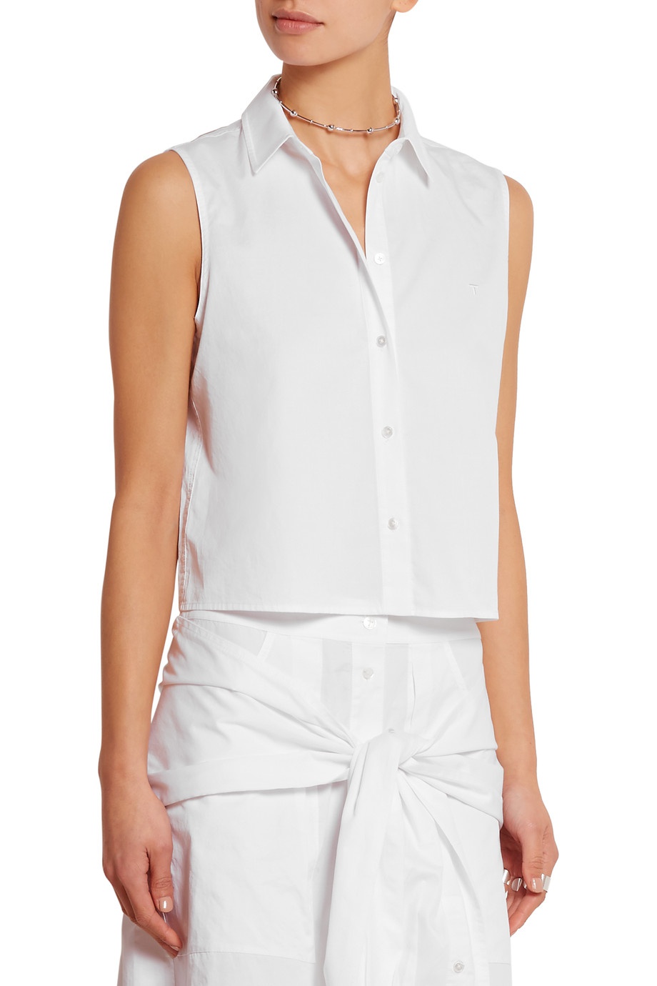 T by Alexander-Wang cropped cotton-twill top