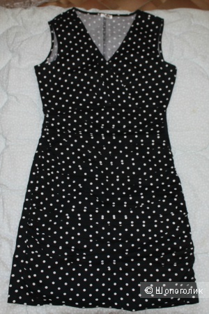 Платье,черное в белый горох,размер рус. 42-44,пр-во Турция