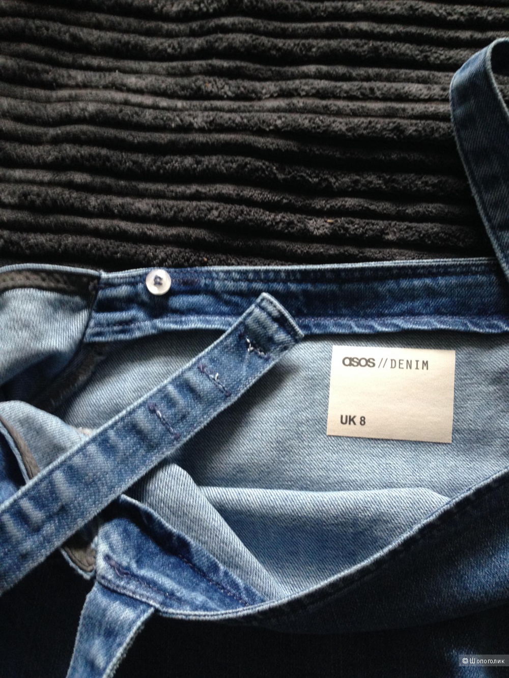 Новый джинсовый лонгслив с открытыми плечами ASOS (размер 8uk-36eur)