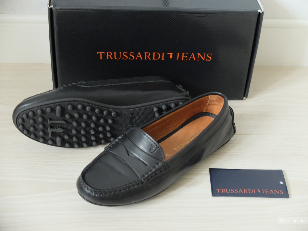 Мокасины Trussardi jeans, кожаные, немного б/у, оригинал, размер 35.