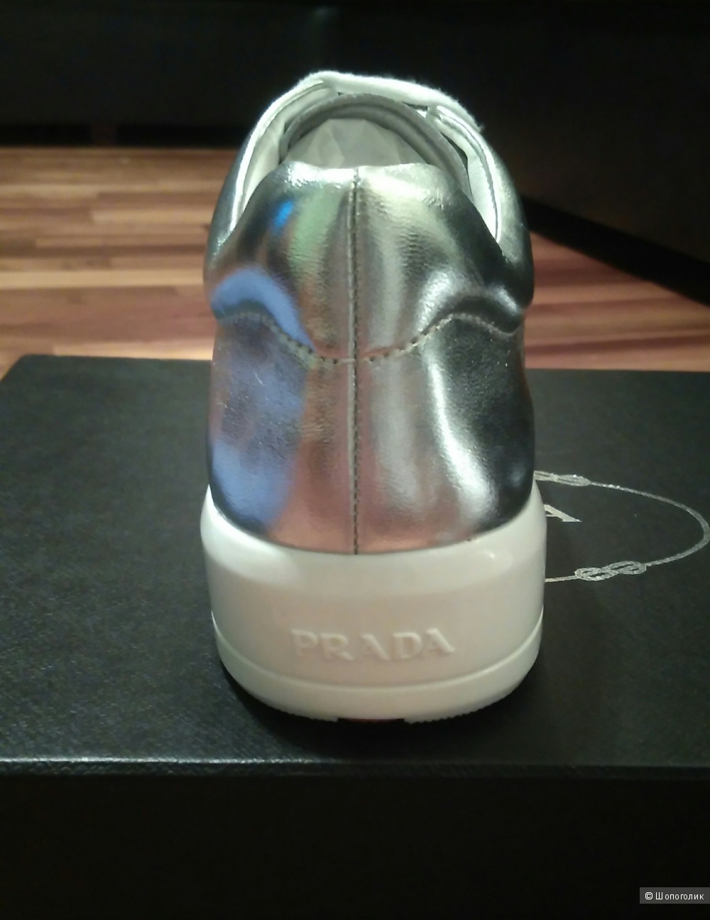 Кроссовки Prada Metallic Leather Platform Sneakers
