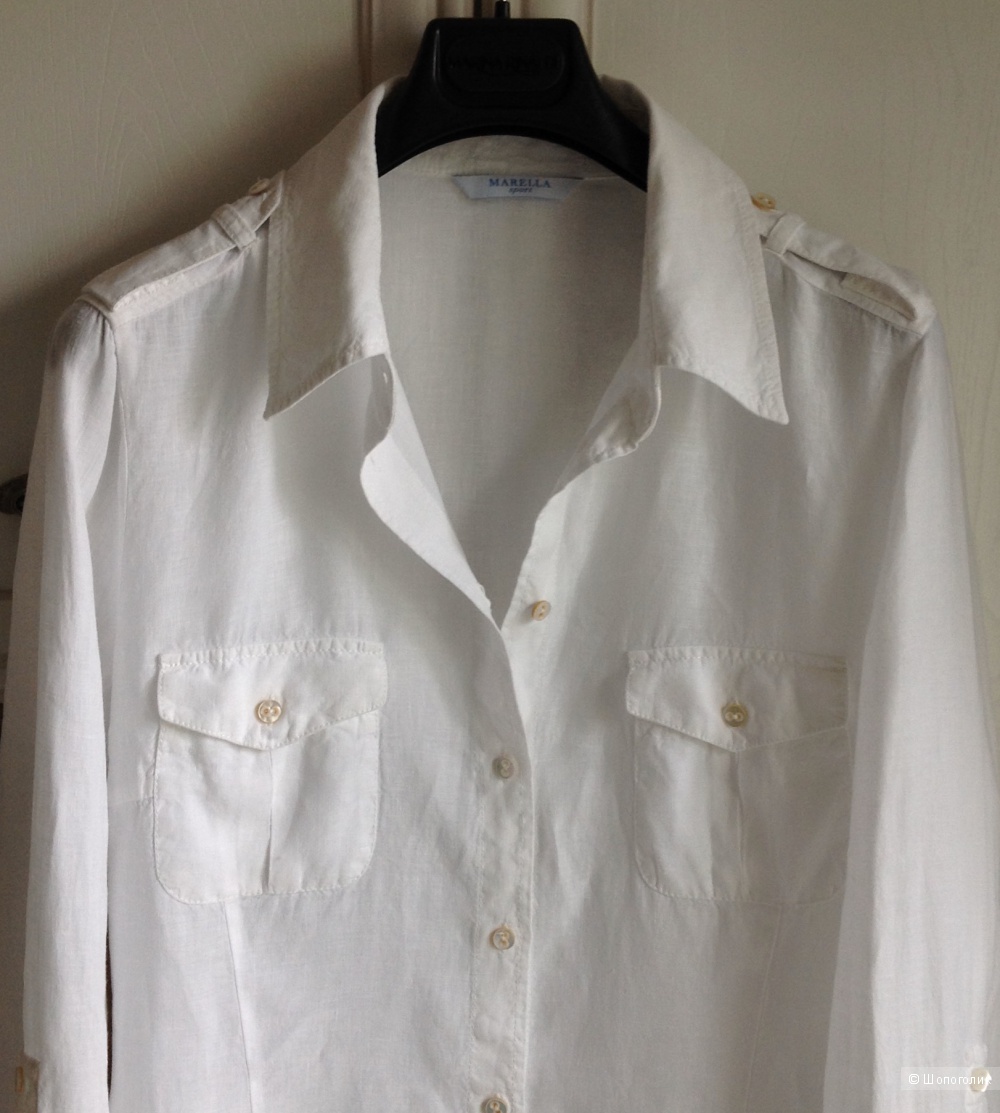 Белая льняная рубашка Marella sport, размер 50-52.