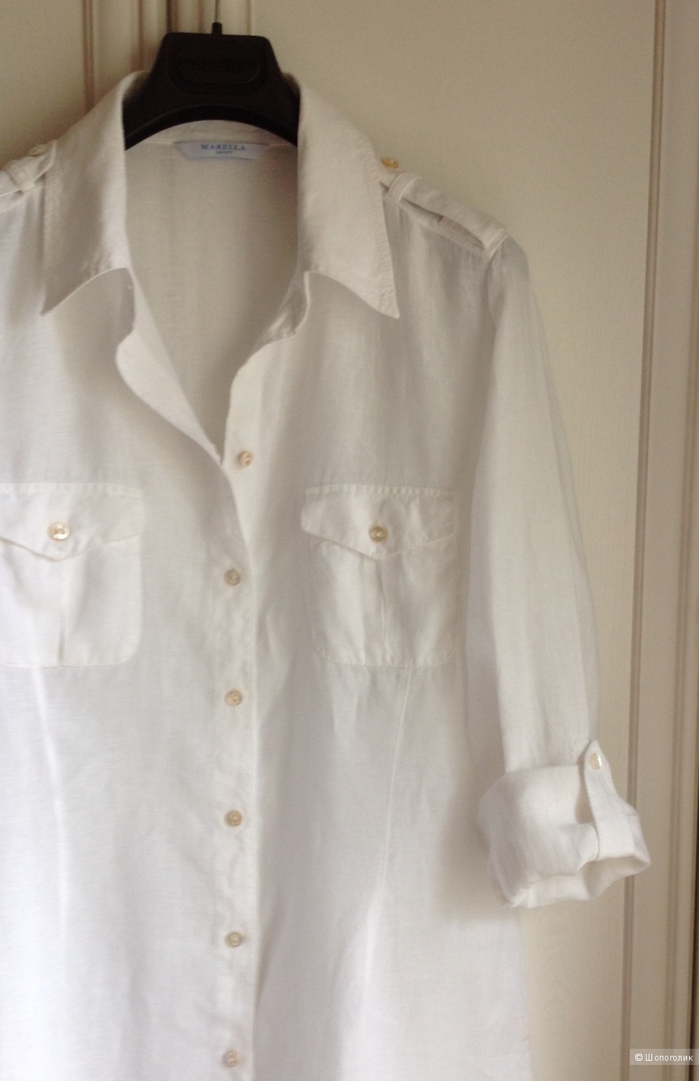 Белая льняная рубашка Marella sport, размер 50-52.