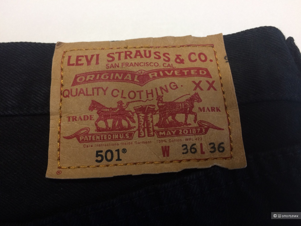 Джинсы мужские LEVI STRAUSS, серия 501, W 36 L 36 (русский размер 52, рост 189), черные, новые