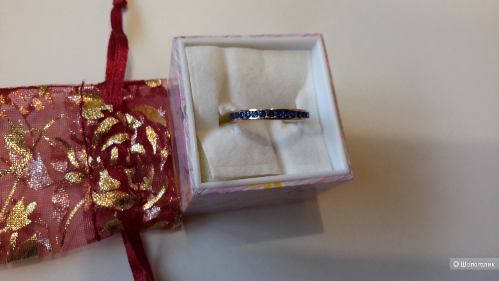 Кольцо с сапфировым кварцем, серебро 925 размер 17