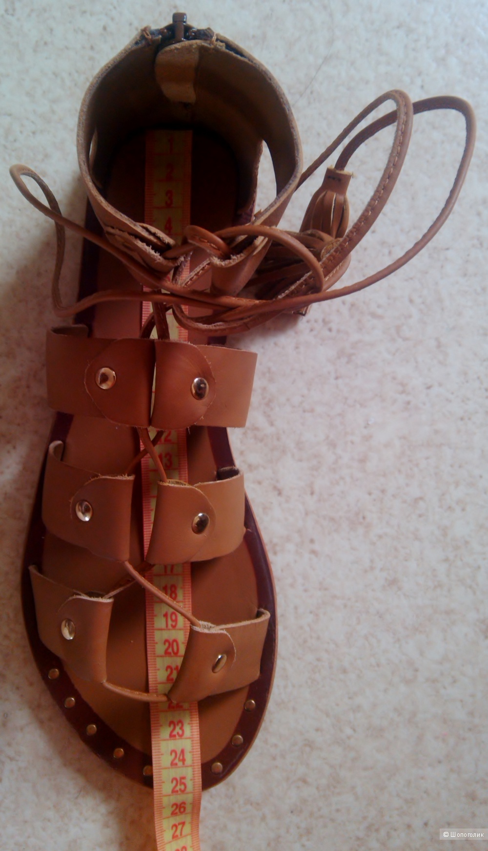 Кожаные сандалии-гладиаторы 38 размер