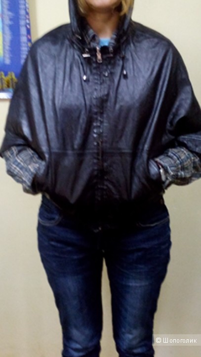 Двусторонняя кожаная куртка палантин от 44 до 48 размера