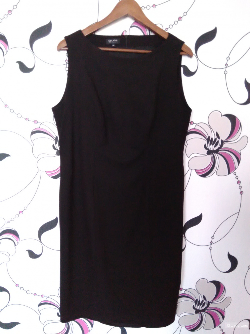 Платье из тонкой шерсти Escada Sport, черного цвета, р-р 50-52