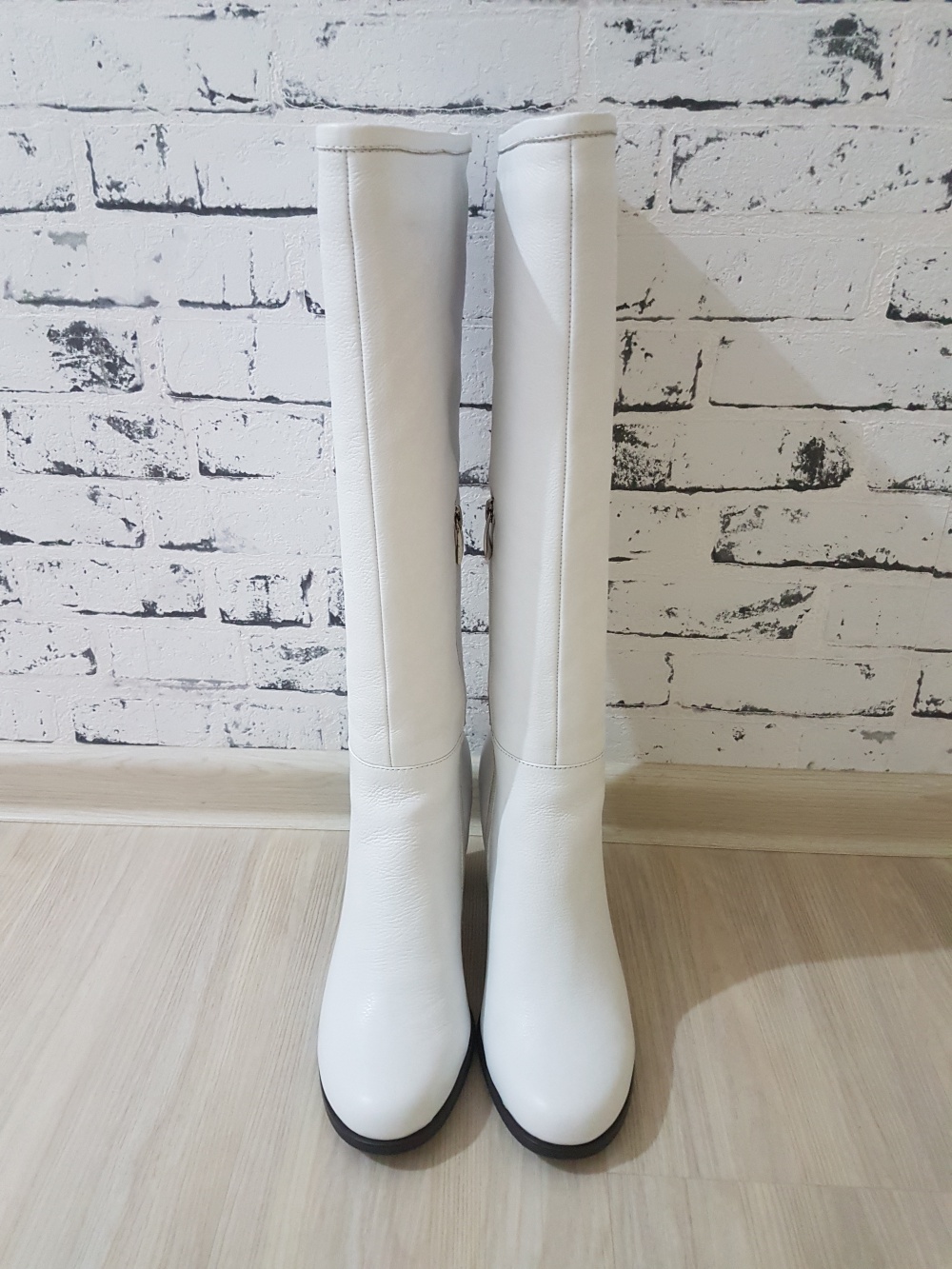 Белые кожаные сапоги Ria Rosa, демисезон, размер 39