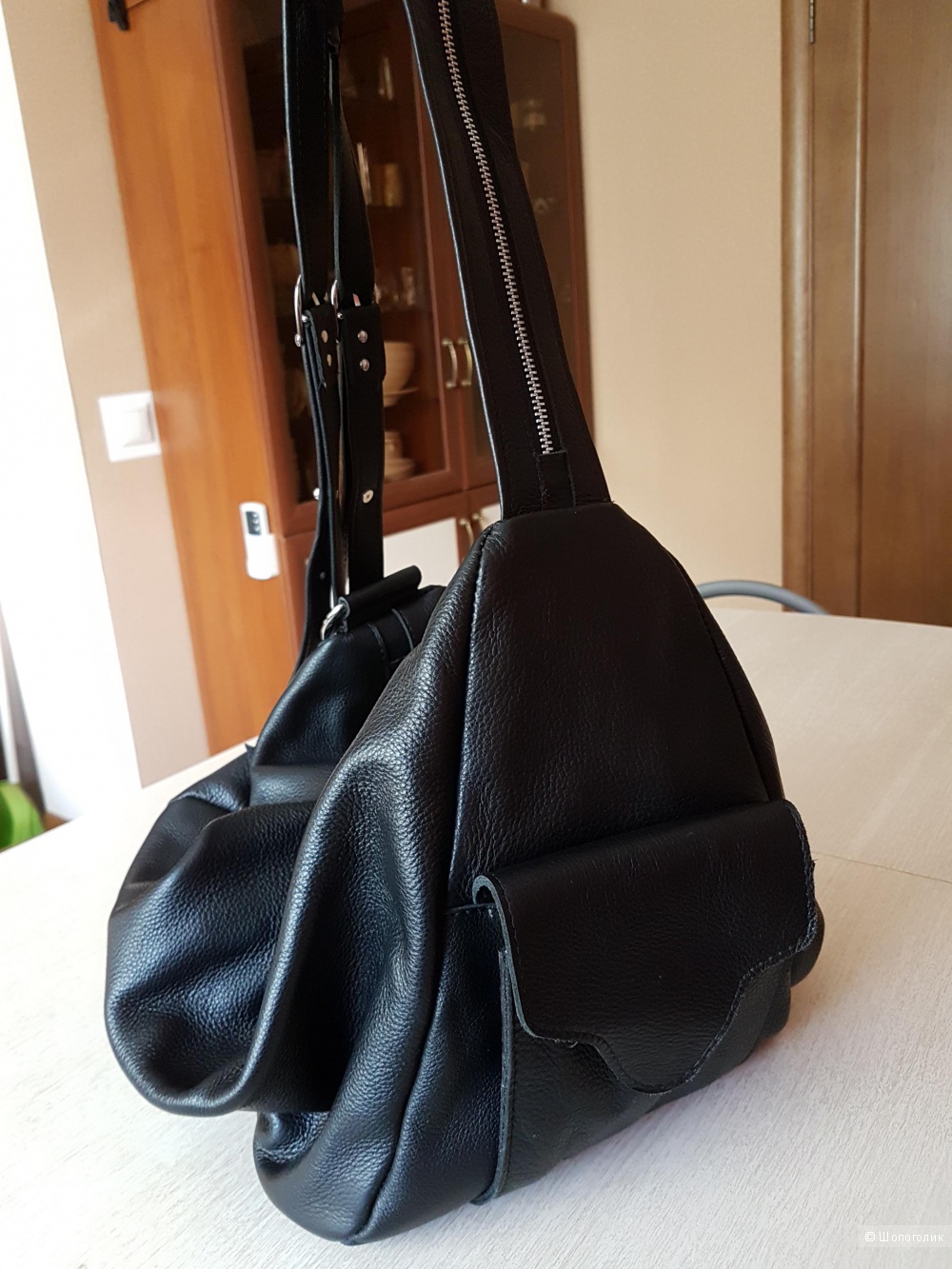Сумка-рюкзак, кожа, чёрный цвет