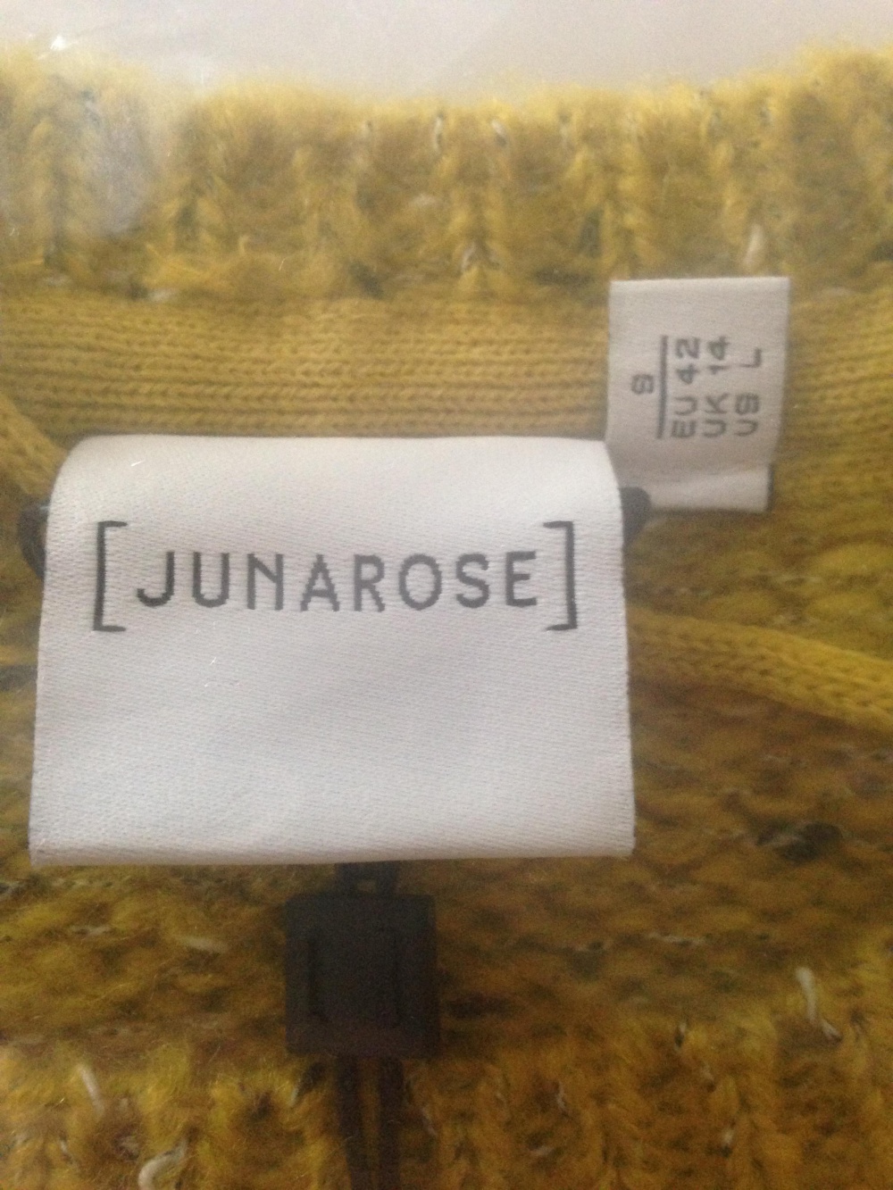 Свитер яркого горчичного цвета Junarose Criss Cross Knit Jumper, UK 14