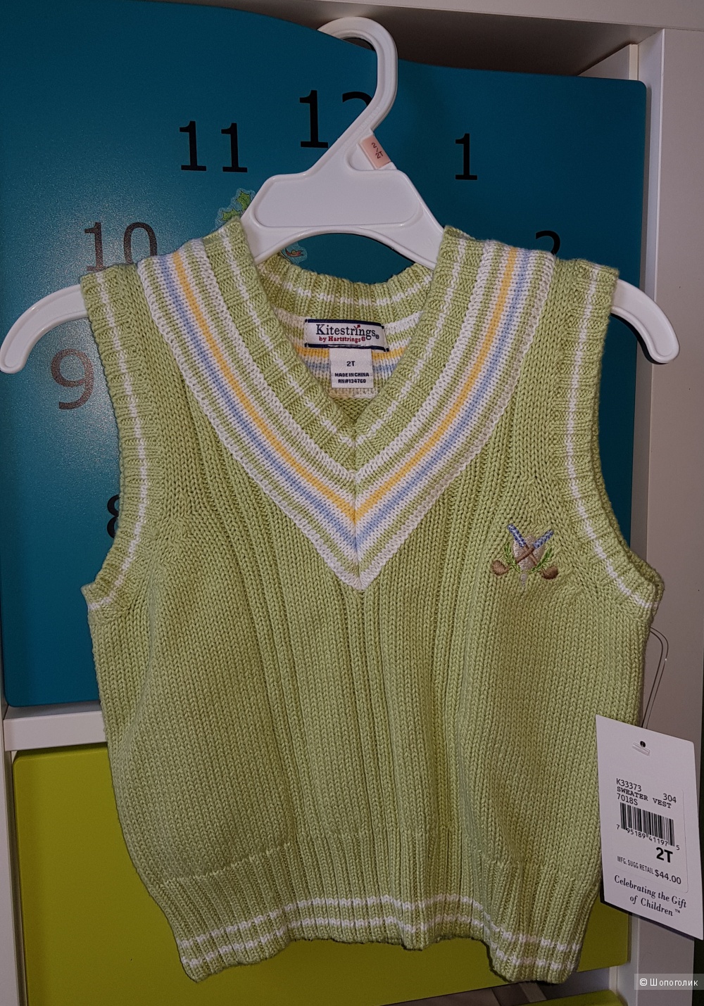 Жилетка Kitestrings Boys 2-7 Toddler Cable Knit Sweater Vest, Leaf Green, 2 года