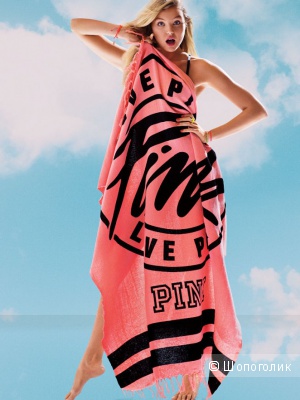 Пляжное покрывало Victoria's Secret PINK, персиковое с лого