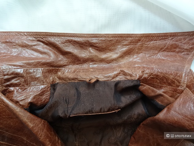 Кожаный пиджак с эффектом состаривания кожи, размер L, б/у
