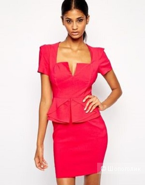 ASOS Mini Pencil Dress with Fold Peplum UK8