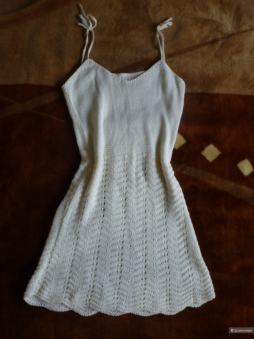 Летнее вязаное платье от мастерицы, 42-44 размер, б/у мало