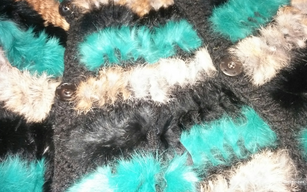 Женская куртка rabbit fur coat... из вязаного меха 42-44 размера.