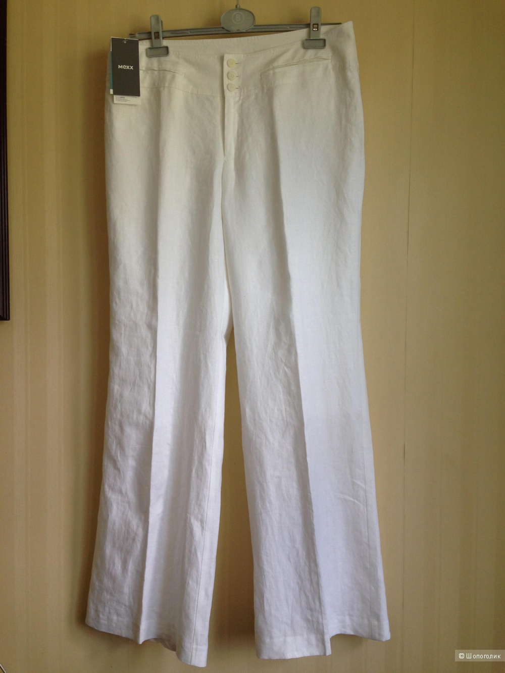 Летние льняные брюки MEXX натурального белого цвета, р.EU42 / Росс.48-50