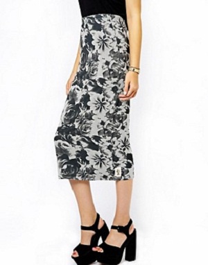 A Postcard From Brighton Floral Print Jersey Midi Skirt Size2-Uk12-Uk14