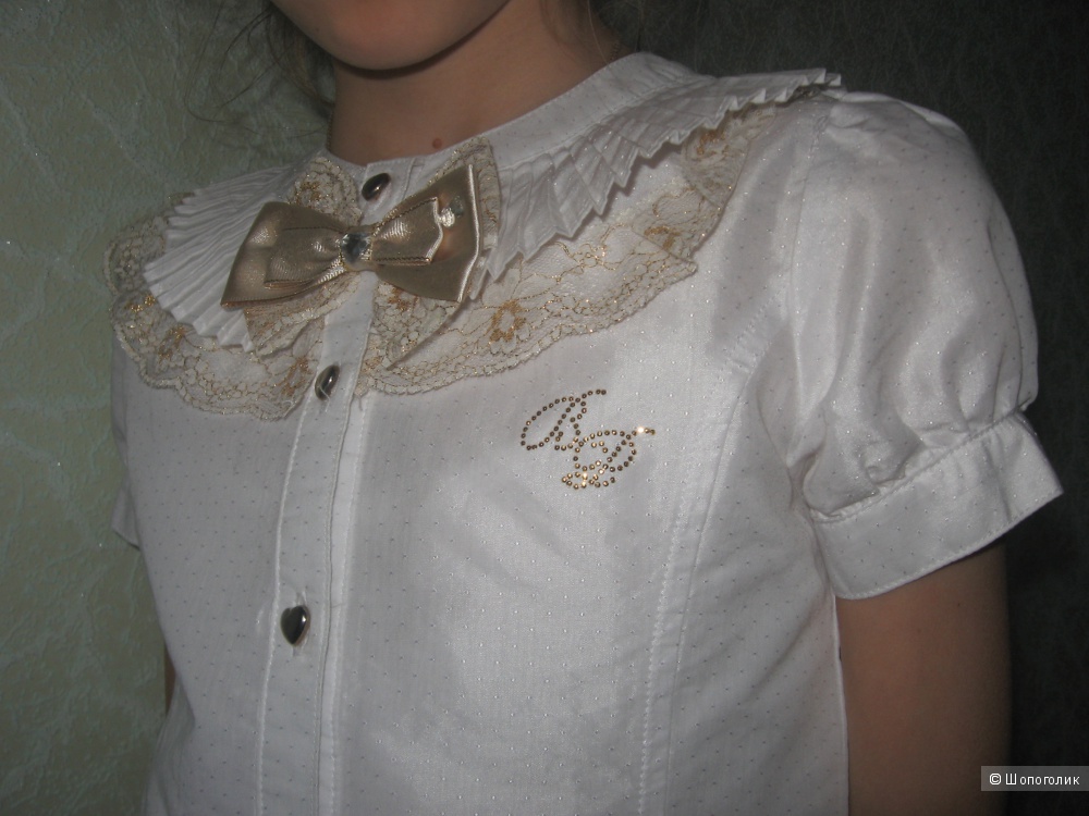 Белая блузка для девочки 7-9 лет