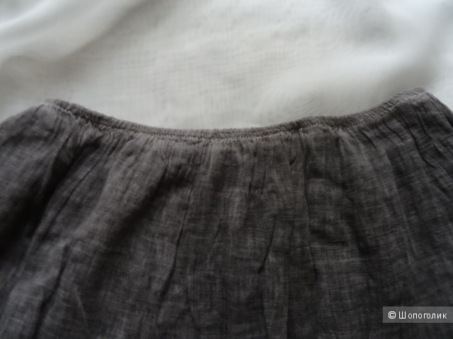 Юбка из марлёвки серого цвета с кружевом, размер 42-44, б/у