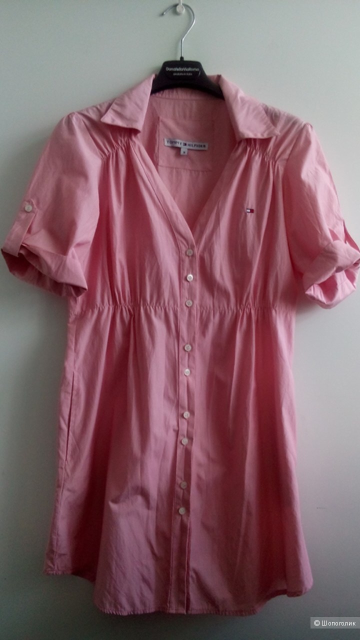 Платье розовое в мелкую продольную полосочкуTOMY HILFIGER в размере M 44-46