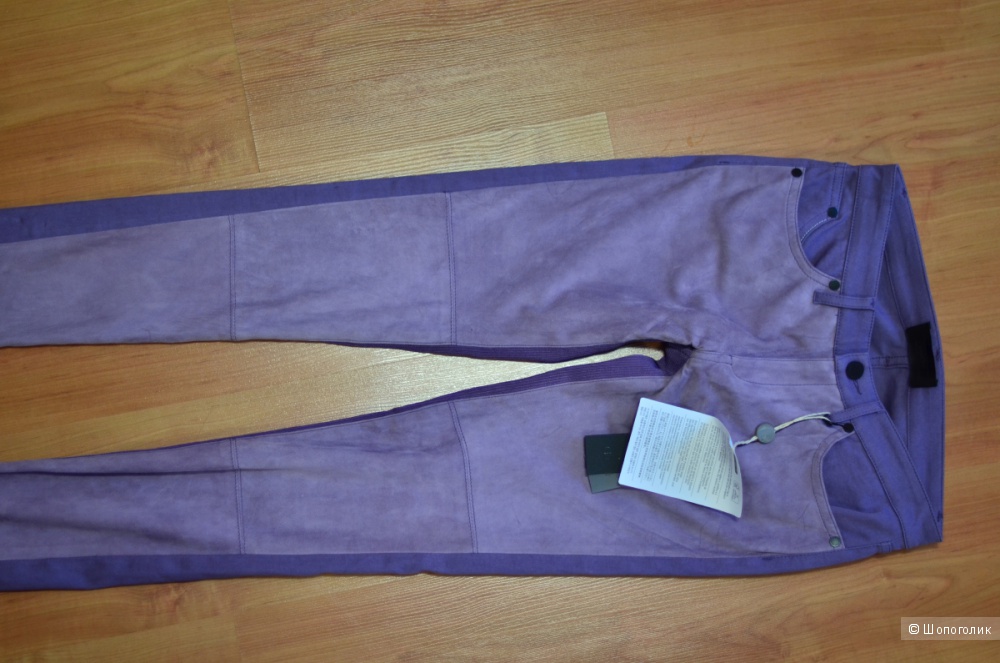 Новые брюки со вставками из натуральной замши SUPERFINE размер 26