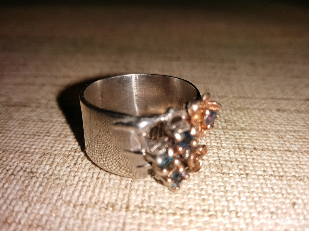 Очень красивое серебряное кольцо с сапфирами ручной работы, Тайланд.